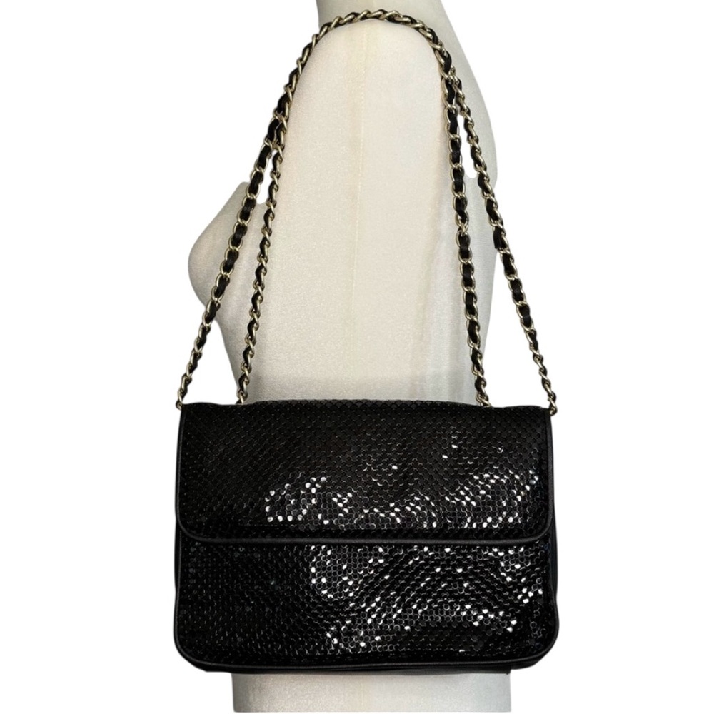 Whiting & Davis Black Mesh Women’s Crossbody Shoulder Bag With Chain Strap - Picture 3 of 16